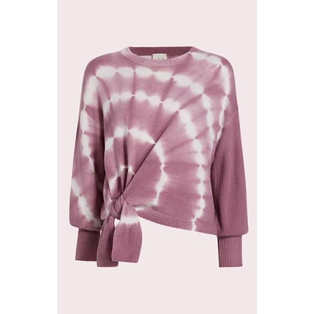 cinq a sept Mauve and White Tie-Dye Crewneck Sweater